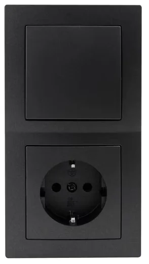 MCPOWER Flair Steckdosen-Schalter Set 2-fach, 3-teilig, anthrazit