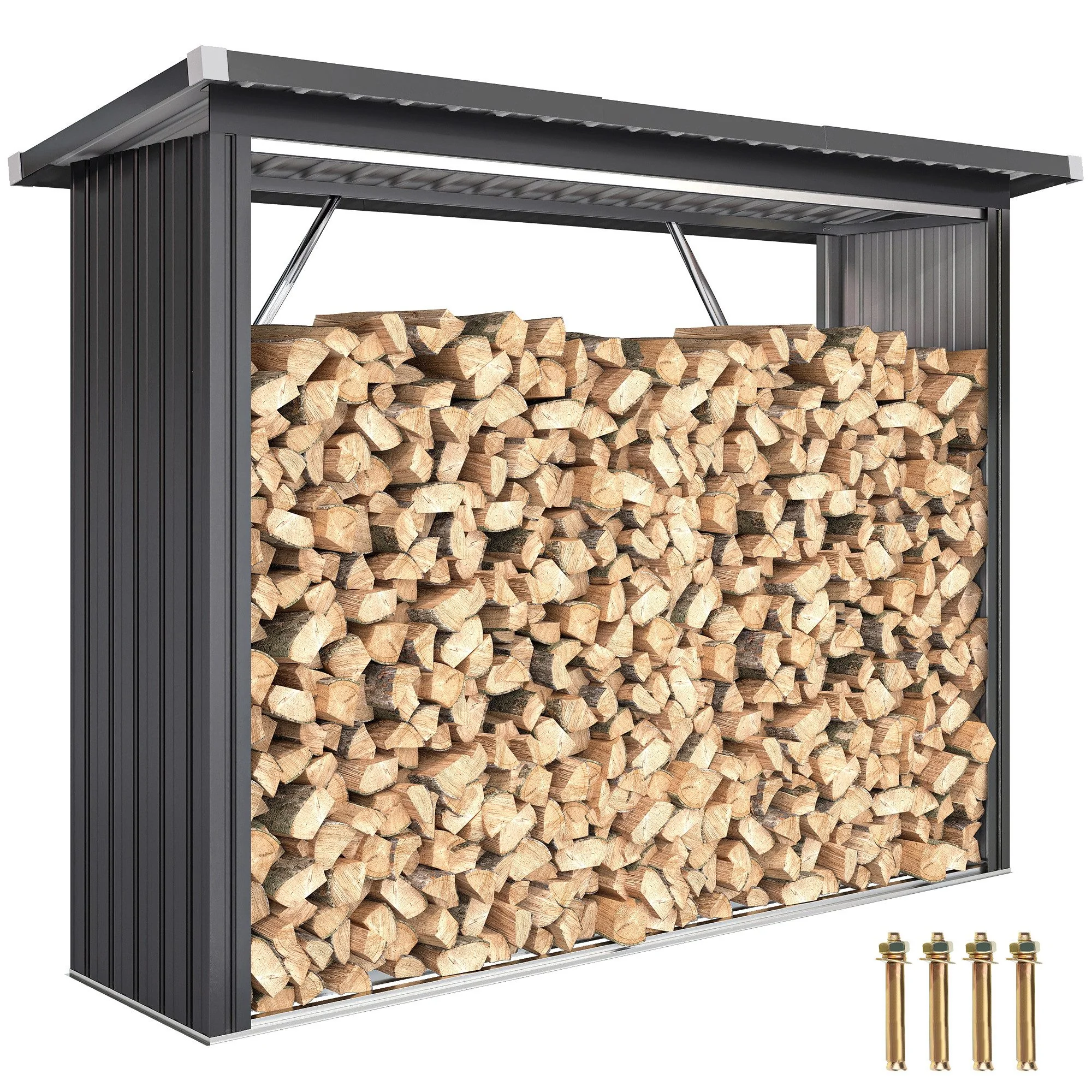 OUTSUNNY Kaminholzregal Erweiterung mit Pultdach für Brennholz