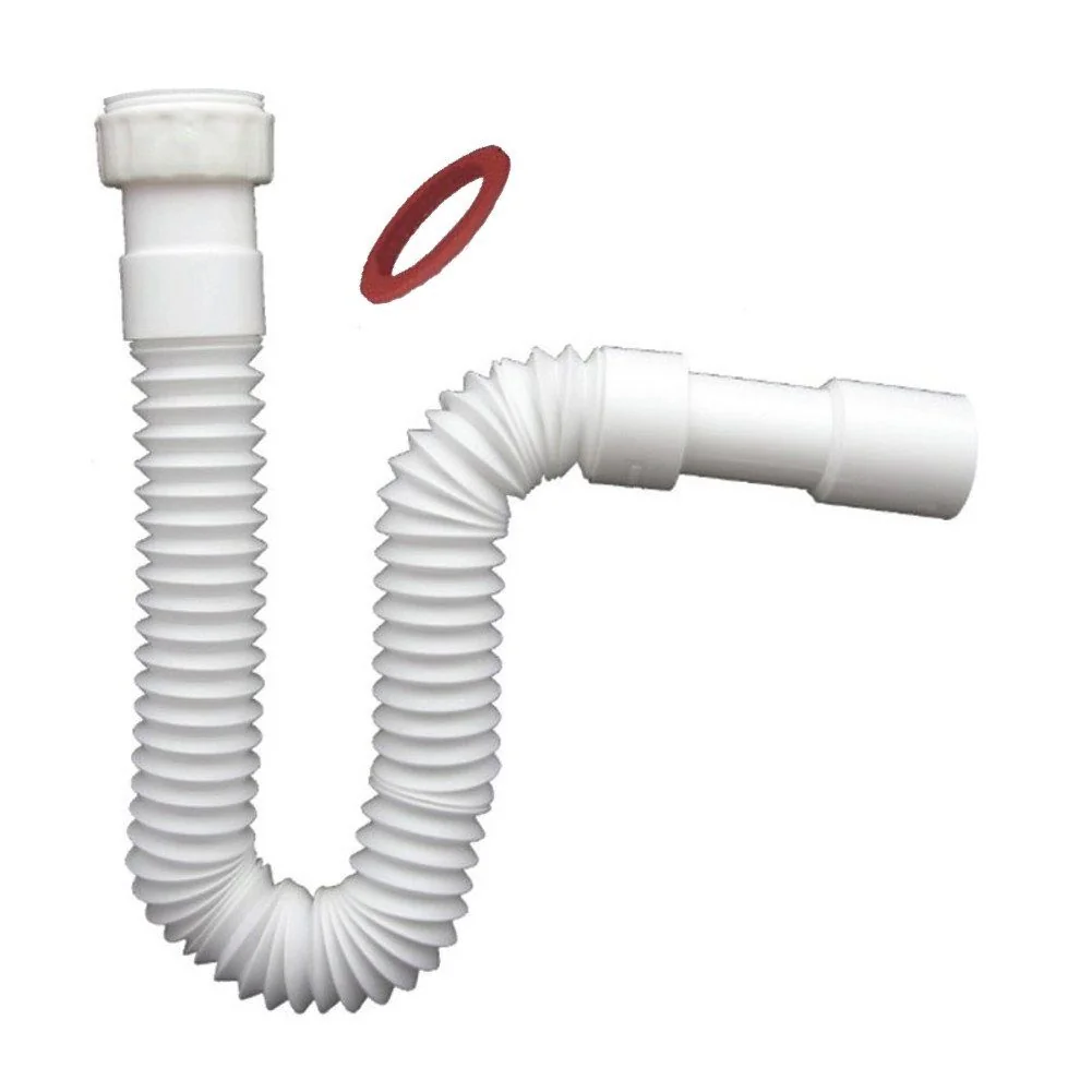 Sanixa Siphon Universal Abflusssiphon flexibel 1 1/4 Zoll auf 32/40 mm