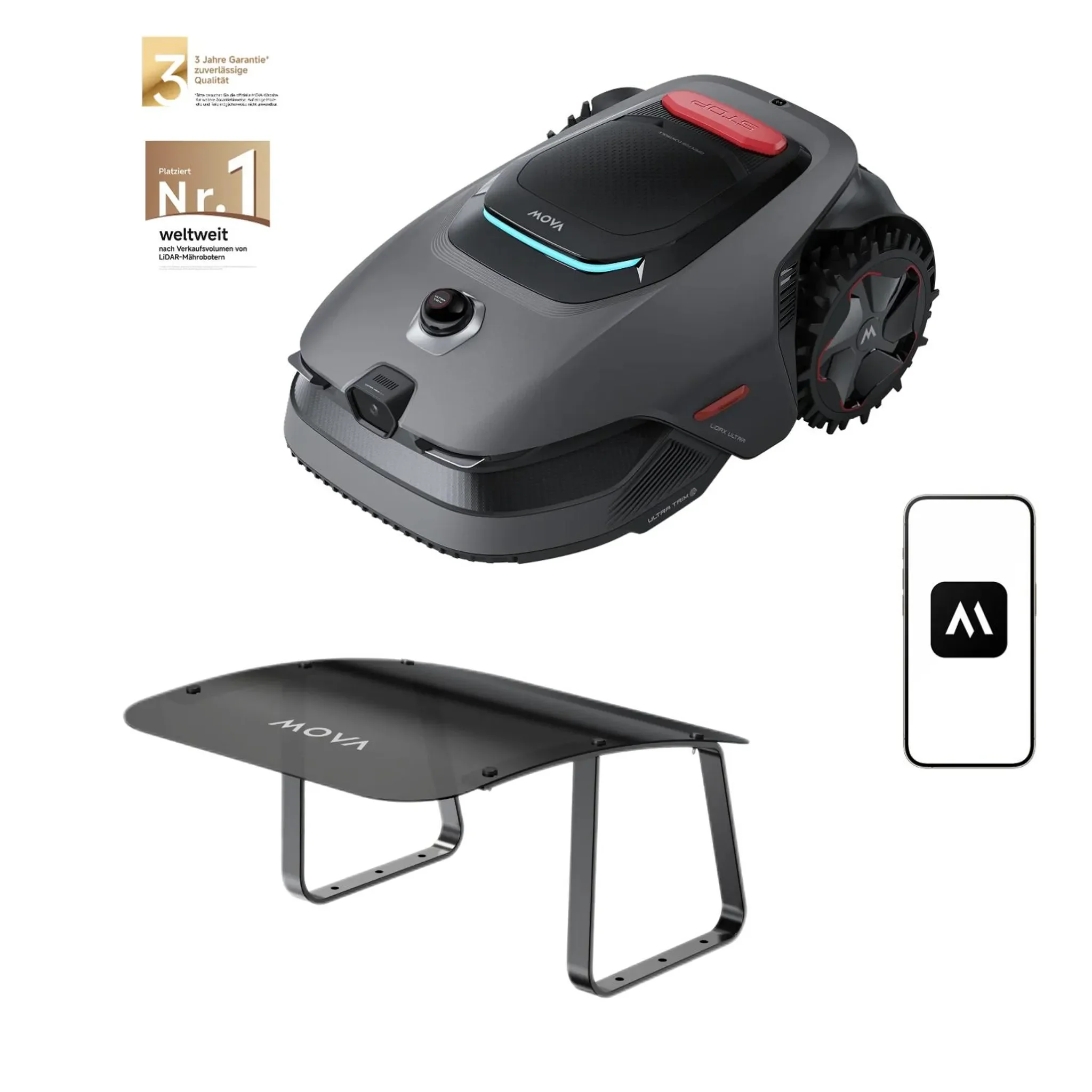 MOVA LiDAX Ultra 1600 Mähroboter bis 1600 m2 inkl Garage 3D LiDAR