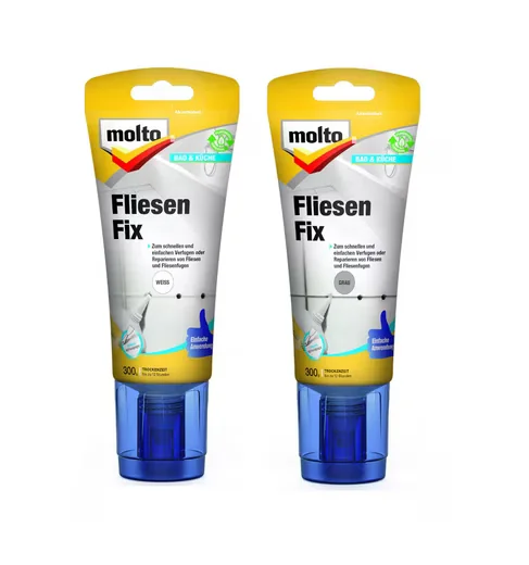 MOLTO Fliesenfix Fliesenkleber 300g für Fugen und Reparatur weiß grau