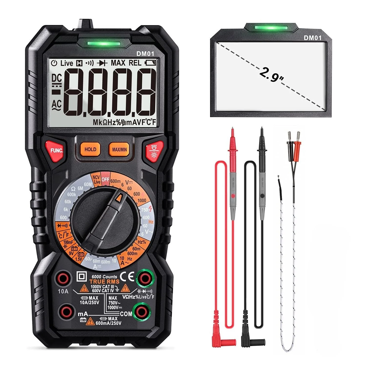 TACKLIFE Digital Multimeter für Spannung, Strom und Widerstand