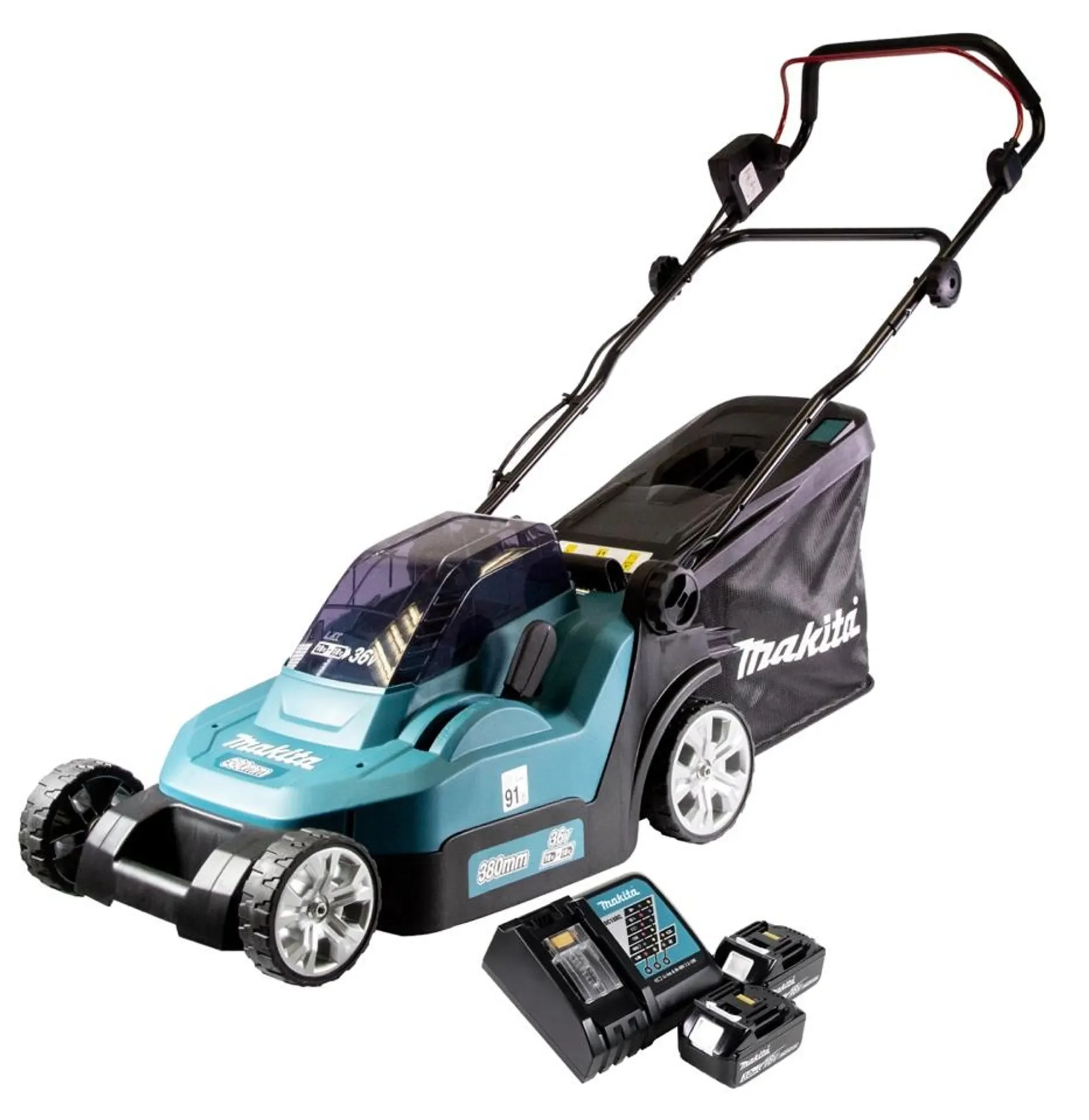 Makita DLM382RF2 Akku Rasenmäher 2x18V 38cm 2x 3,0Ah Akkus Ladegerät