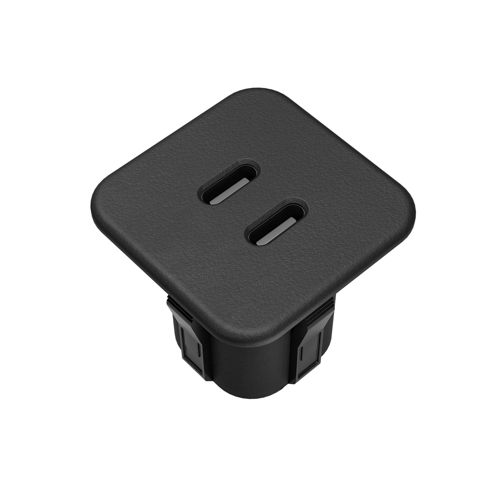 KALB Einbausteckdose 2-fach USB-C Möbel und Tisch schwarz silbergrau