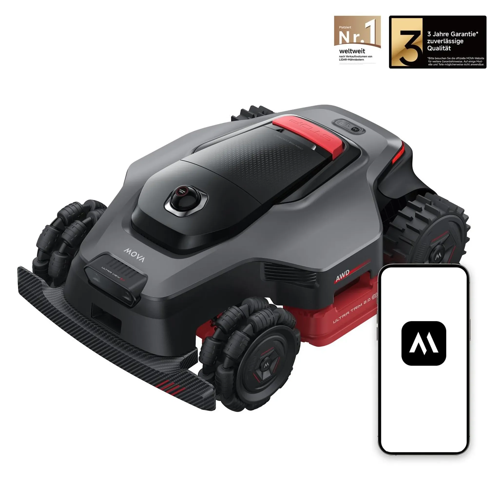 Mova LiDAX Ultra 2000 AWD Mähroboter, 3D-LiDAR, AI Vision, 2000 qm