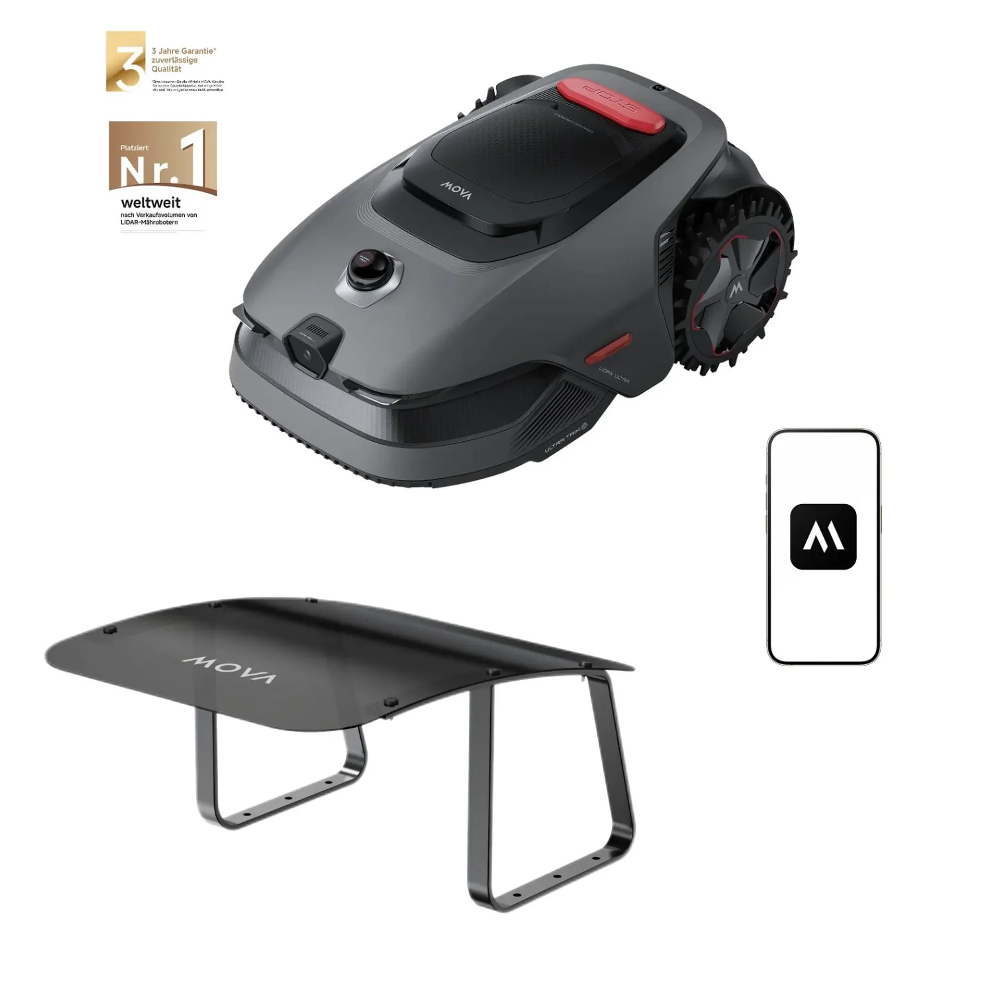 MOVA LiDAX Ultra 800 Mähroboter 3D LiDAR mit Sonnendach 500-800 m2