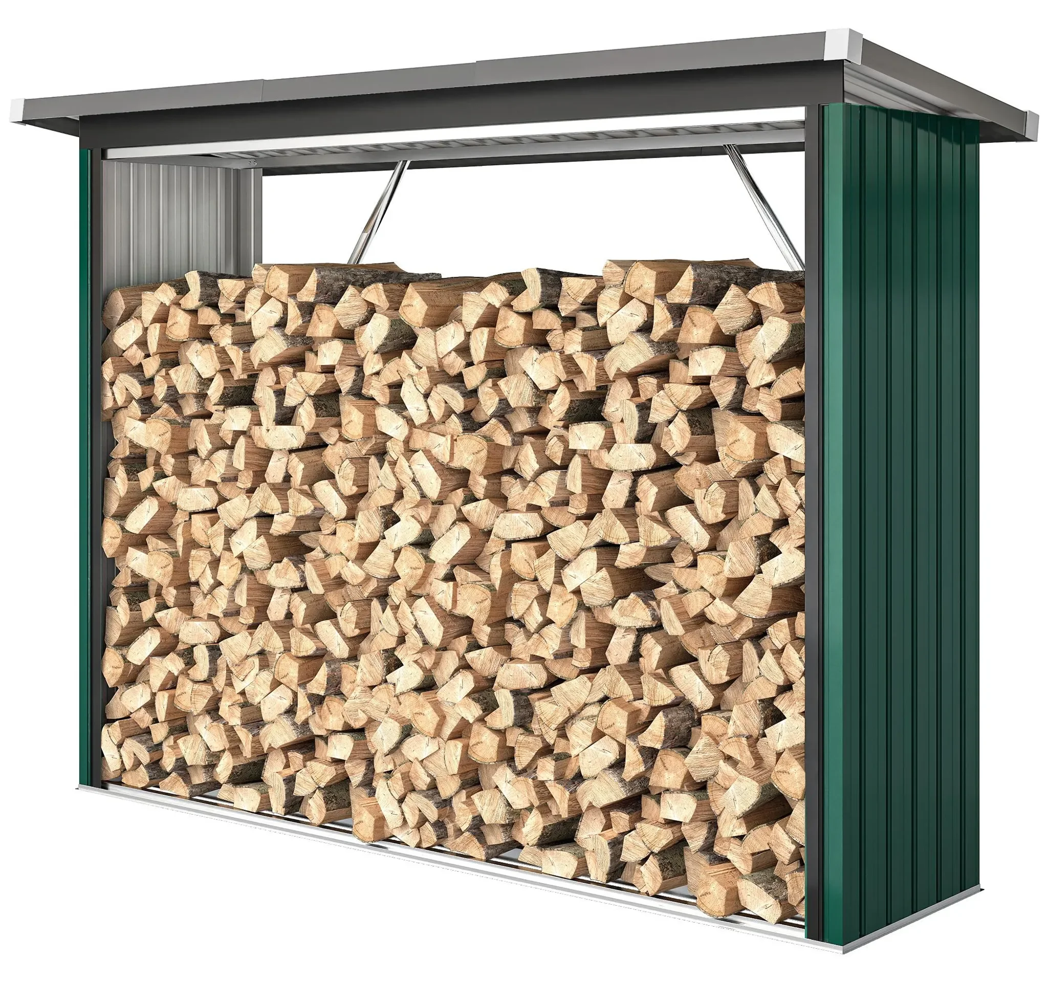 OUTSUNNY Kaminholzregal Stahl 213 x 66,5 x 150 cm für außen erhöht