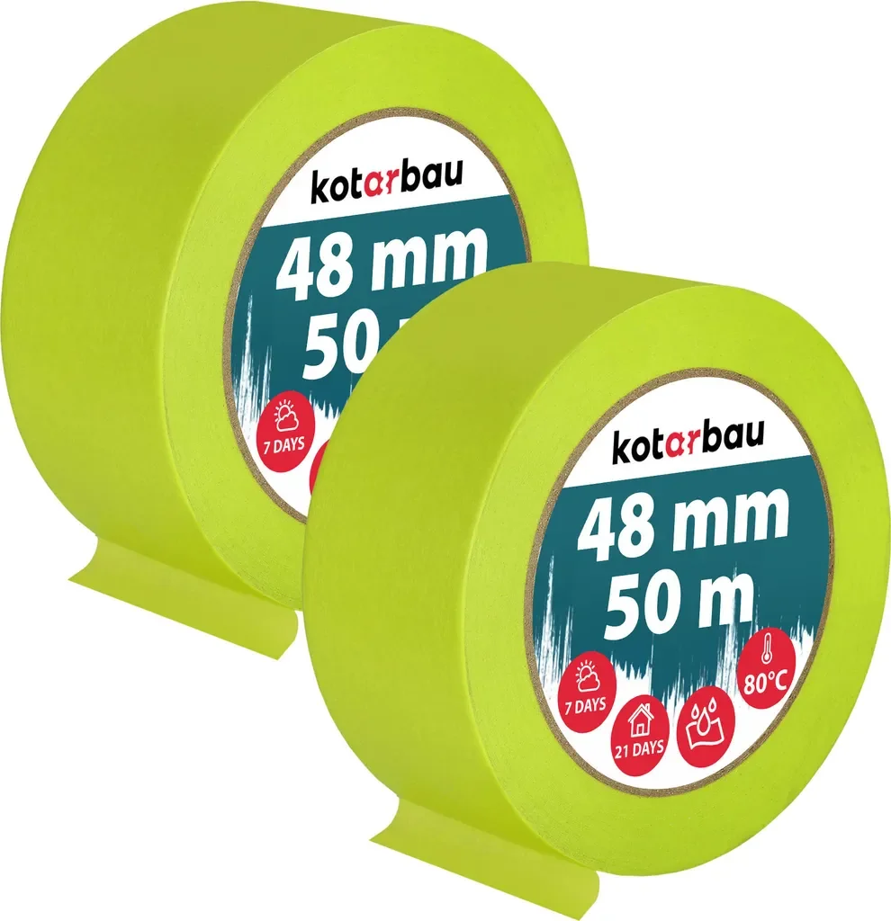 KOTARBAU 2er Set Neon Malerkrepp 48 mm x 50 m fluoreszierend grün