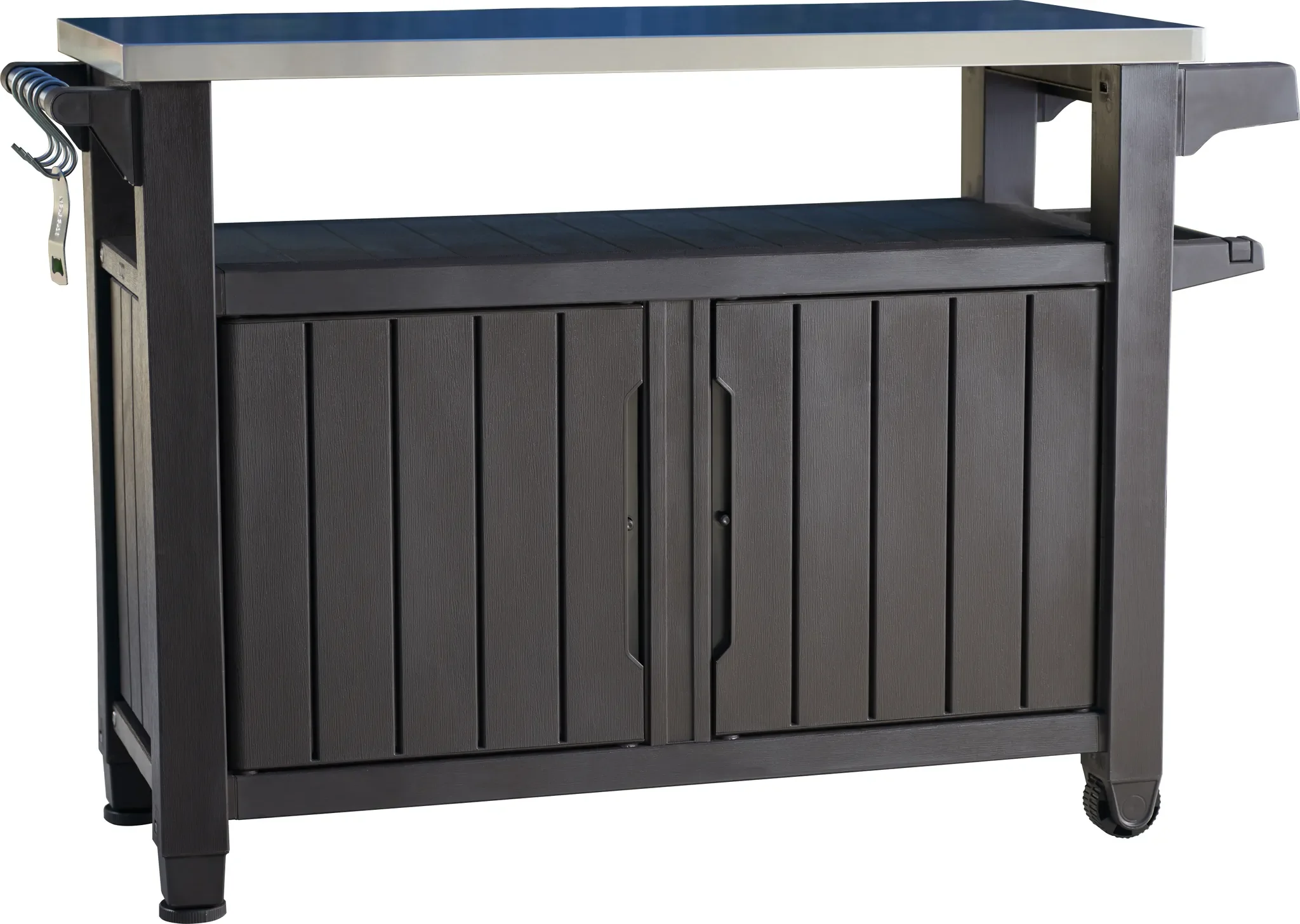 Keter Unity XL BBQ Beistelltisch mit Edelstahlplatte, wetterfest