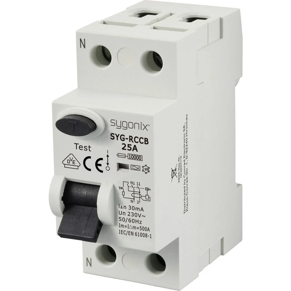Sygonix SY-6438014 SYG-RCCB FI-Schutzschalter 1P+N 25A 30mA 10kA