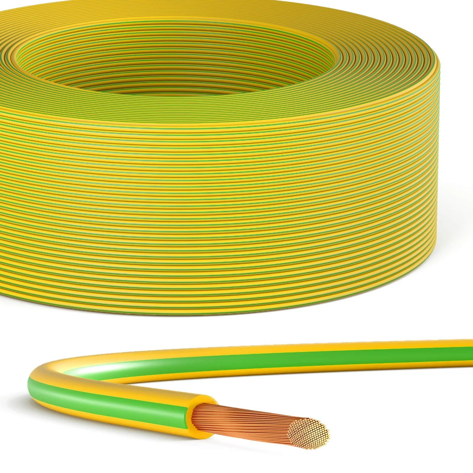 HB-DIGITAL H07V-K Aderleitung 6mm² grün-gelb Erdungskabel Solar