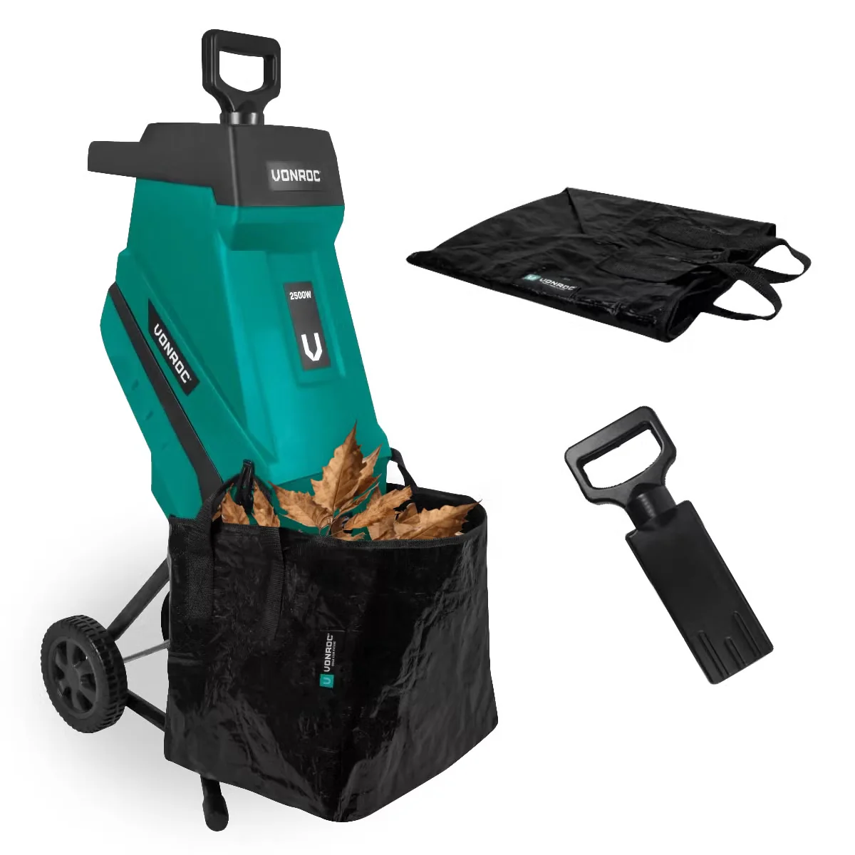 VONROC Gartenhäcksler 2500W elektrisch Messerhäcksler 45mm 45L Sack